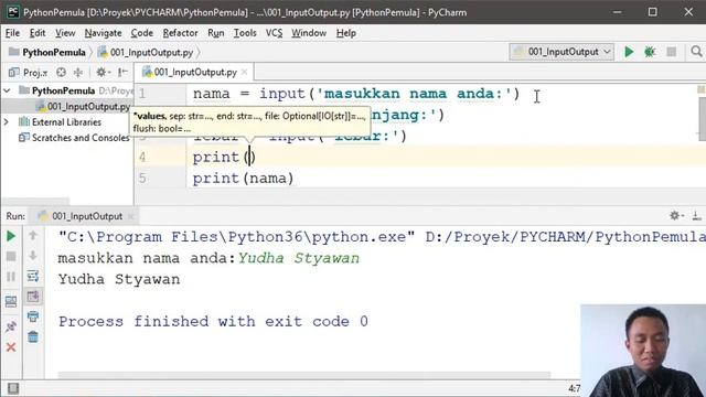 Python Pemula 5 - Mengenal perintah input dan print (untuk output) pada Python | Ngoding Bersama смотреть онлайн