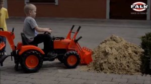 Экскаватор трактор с прицепом передним и задним ковшом Falk оранжевый от 3 до 7 лет