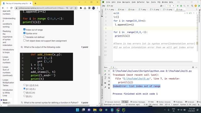 NPTEL The Joy of Computing using Python week 2 quiz assignment answers with proof of each answer смотреть онлайн