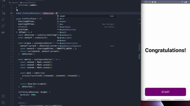 Confetti Animation with React-Native Skia смотреть онлайн