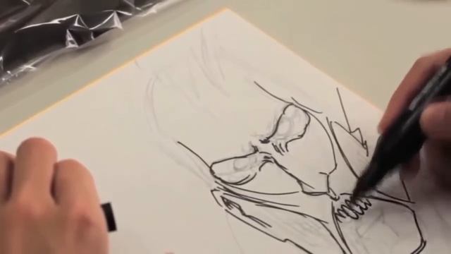 Hajime Isayama drawing colossal titan from Shigeki no Kyojin смотреть онлайн