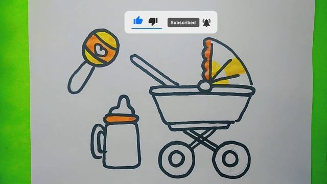 How to draw a BABY STROLLER for kids | Как нарисовать ДЕТСКУЮ КОЛЯСКУ | kolyaska chizish | draw смотреть онлайн
