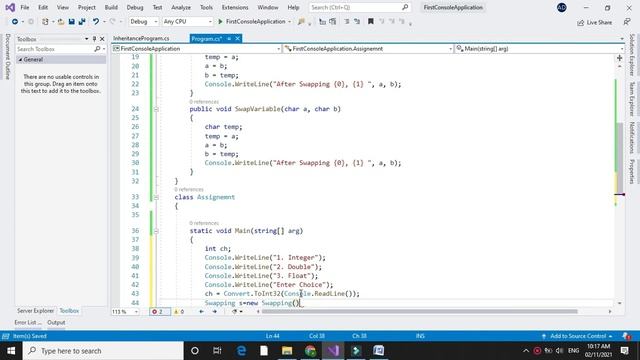 Program for swapping of two variables of type Integer float and double using method overloading смотреть онлайн