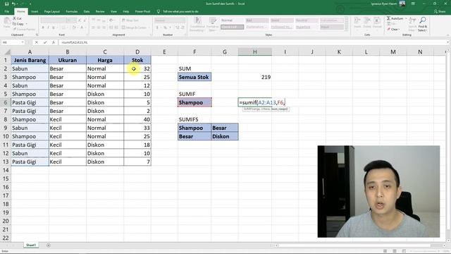 Menjumlahkan Data dengan Rumus SUM, SUMIF, dan SUMIFS - Tutorial Excel Pemula - ignasiusryan смотреть онлайн