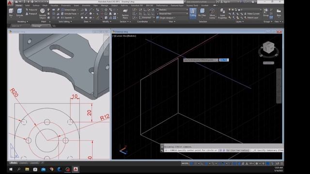 Simple Mechanical Drawing in AutoCad 3D смотреть онлайн