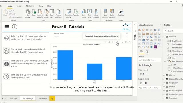 Drill mode in Power BI смотреть онлайн