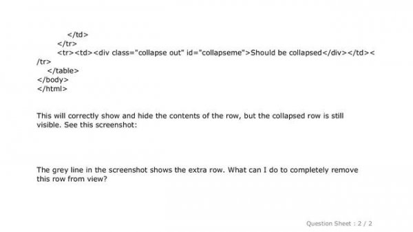CSS : How do I collapse a table row in Bootstrap?