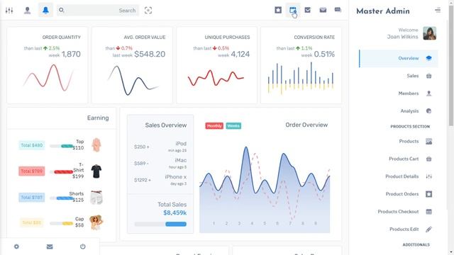 eCommerce Dashboard Bootstrap 4 Admin Template with RTL Light Theme смотреть онлайн