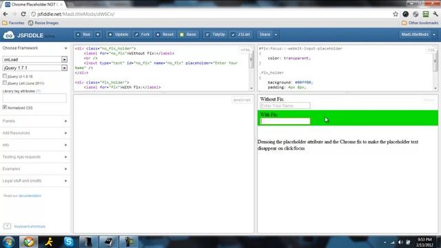 Placeholder Attribute Chrome Fix смотреть онлайн