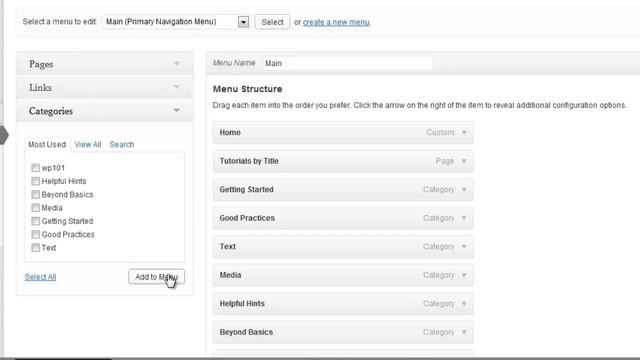 Wordpress 101 Tutorial: How to Showcase Categories on the Menu-Toolbar смотреть онлайн
