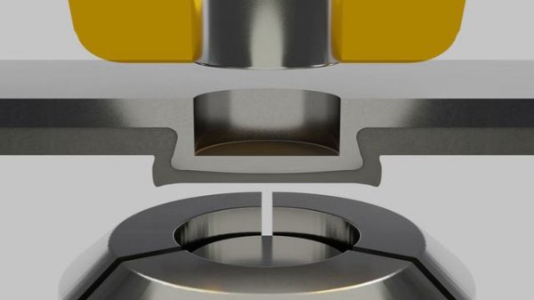 3D визуализация работы пуклевочного Clinching оборудования.