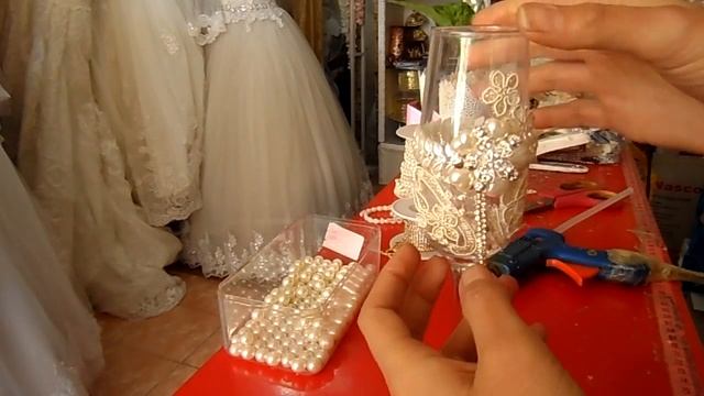 Свадебные бокалы своими рукуми.Հարսանյաց բաժակի ձեւավորում. смотреть онлайн