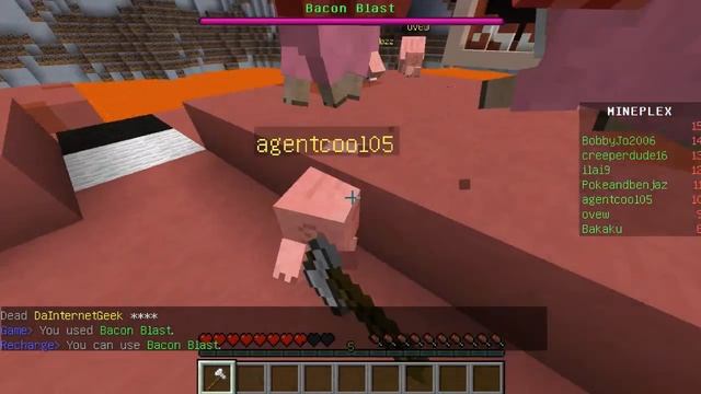 Играем в Bacon Brawl(вроде бы)) на mineplex/I am mimi pig/ смотреть онлайн