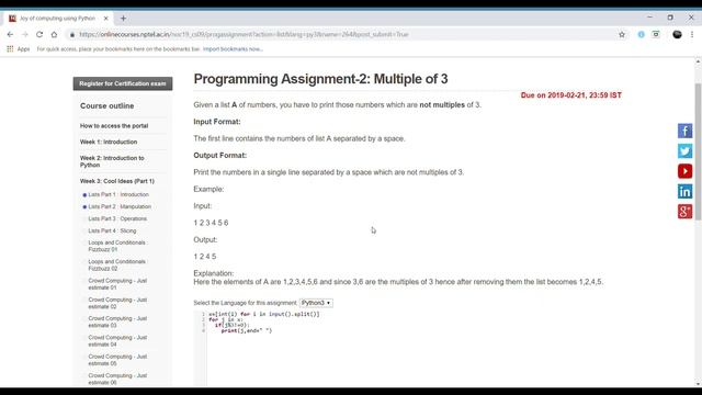 NPTEL | Joy of computing using Python | week 3 Assignment-1,2,3 Solutions| смотреть онлайн