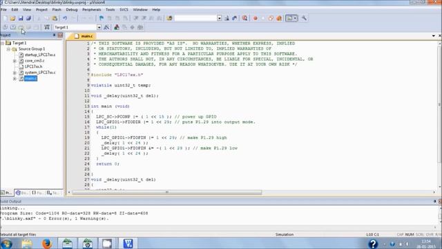 Program for Cortex-M3 LPC1768 Microcontroller Using Keil uVision4 смотреть онлайн