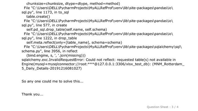 Pandas : sqlalchemy.exc.InvalidRequestError: Could not reflect: requested table(s) not available in смотреть онлайн