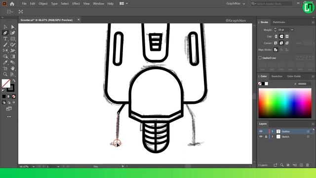 Turn any sketch into beautiful illustration | Vespa Scooter in Illustrator смотреть онлайн
