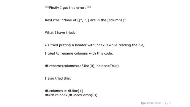 Pandas : KeyError: "None of [['', '']] are in the [columns]" pandas python смотреть онлайн
