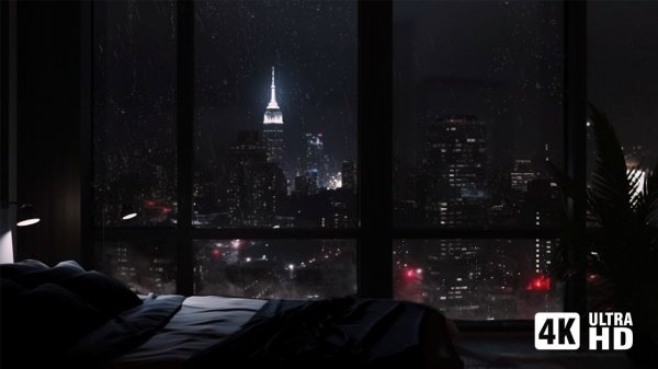 Relax In A Luxury London Apartment | Rain On Window Sound For Sleeping | 10hours | 4K