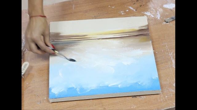 To paint a picture in 10 minutes Easy abstract picture of the landscape, using the palette knife смотреть онлайн