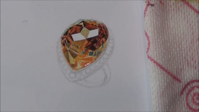 РИСУЕМ РЕАЛИСТИЧНОЕ КОЛЬЦО акварелью/3D рисунок кольца с камнем/drawing a realistic ring смотреть онлайн
