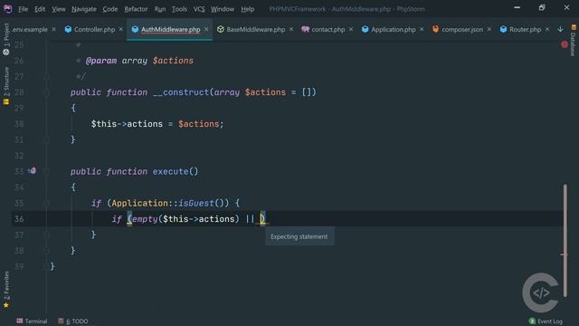 Restricted access on routes, Middlewares - Part 6 | PHP MVC Framework from Scratch смотреть онлайн