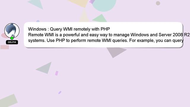 Windows : Query WMI remotely with PHP смотреть онлайн