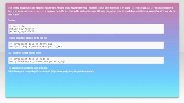 Does dotenv-webpack expose all environment variables from .env to front end? смотреть онлайн