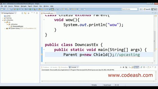 Downcasting in java | Upcasting and Downcasting in java | Narrowing and Widening type conversion смотреть онлайн