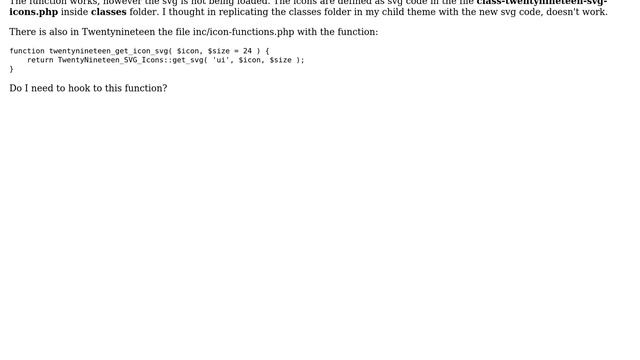 Wordpress: Adding extra SVGs to TwentyNineteen child theme using class TwentyNineteen_SVG_Icons смотреть онлайн