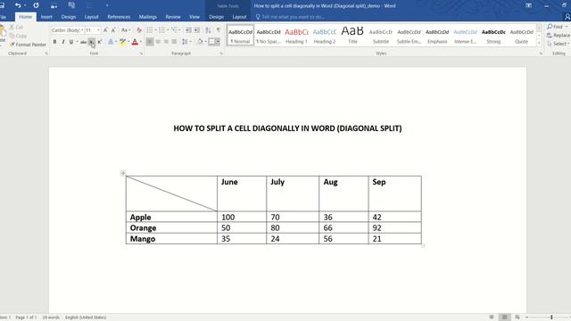 How to split cell diagonally in Word (diagonal split) смотреть онлайн
