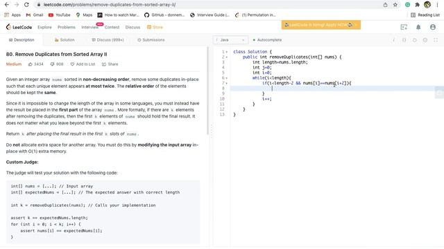 Remove Duplicates from Sorted Array II | Leet Code | Medium | 80 смотреть онлайн