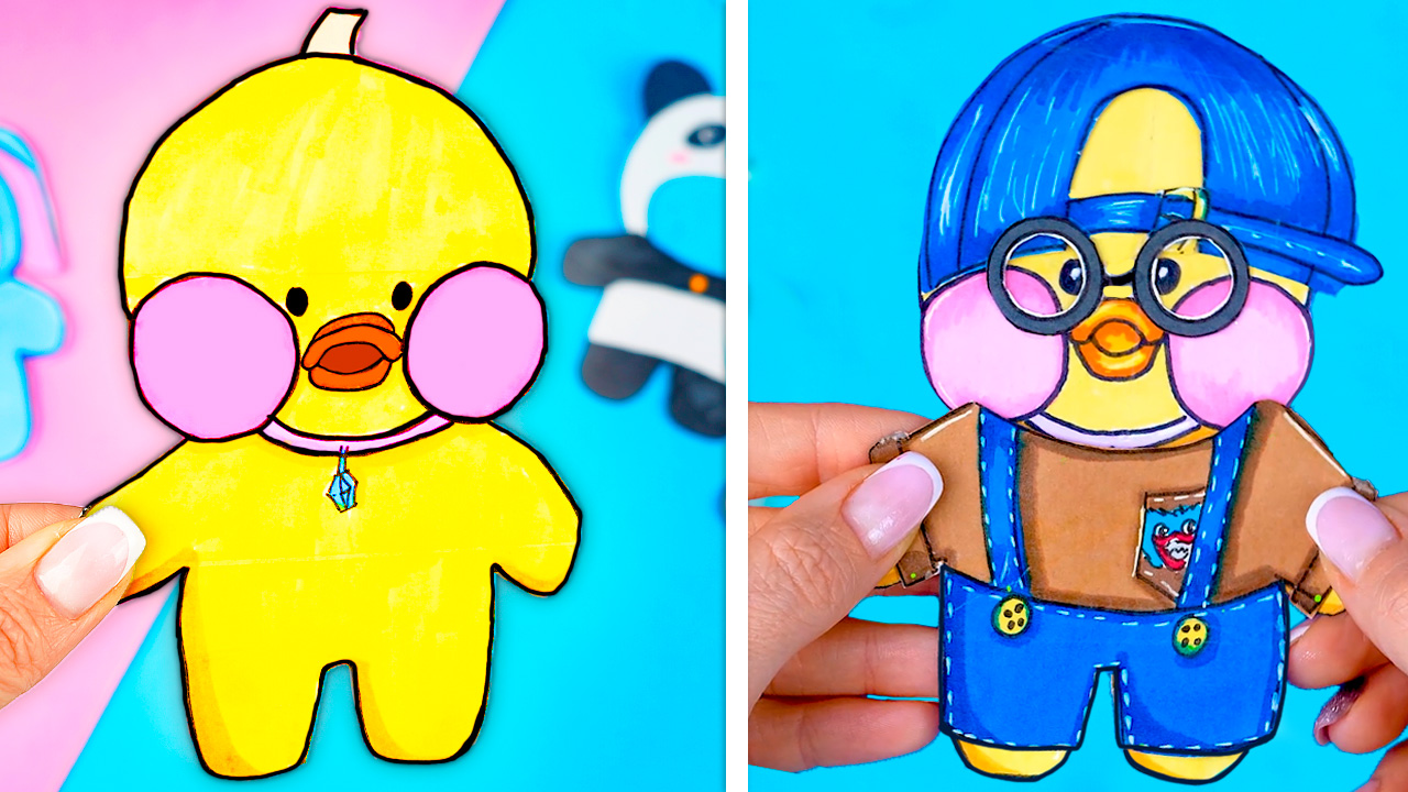 Уточка Лалафан из бумаги! Как сделать уточку Лалафанфан и одежду для утки Lalafanfan #2 смотреть онлайн