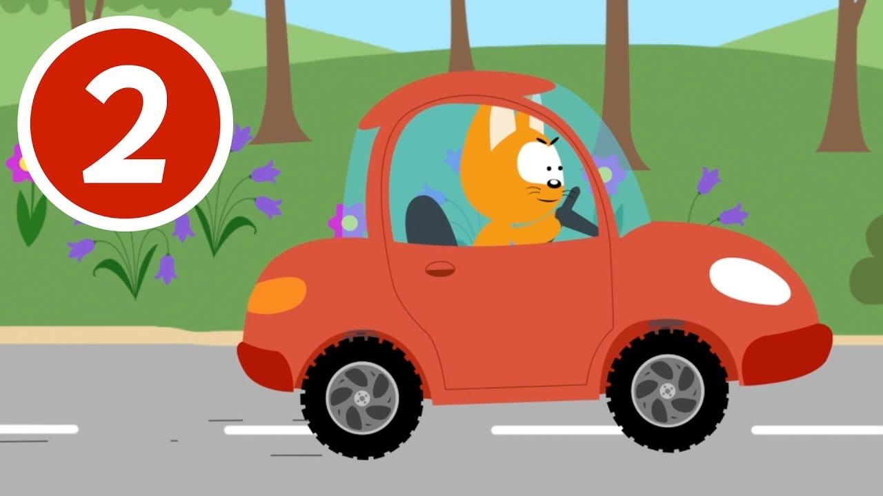 Котенок и волшебный гараж | 02 | Гонка с Енотом - Развивающий детский мультик про машинки смотреть онлайн