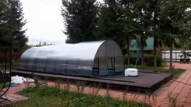 Высокий раздвижной павильон, покрытие - сотовый поликарбонат бесцветный смотреть онлайн