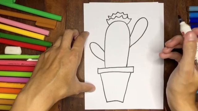 Рисуем кактус фломастерами / Как нарисовать кактус / Кактус с детьми смотреть онлайн