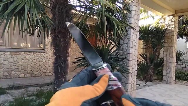 Нож "Вулкан" с топовыми материалами на рукояти - N690, айронвуд, зуб мамонта смотреть онлайн