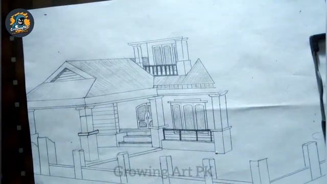How to Draw a Beautiful House Sketch in Two - point perspective || Growing Art PK смотреть онлайн