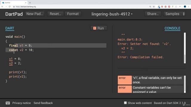 Final & Constant Variables - Dart Programming Course смотреть онлайн