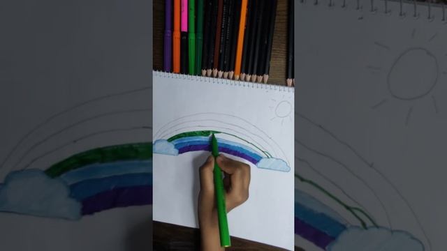 Rainbow Drawing. How to draw Rainbow ? step by step. rainbow Easy drawing for kids. preschool