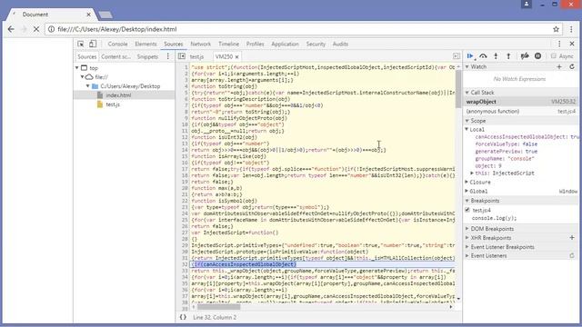 Отладка JS в Google Chrome смотреть онлайн