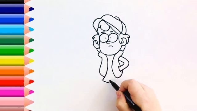 Как нарисовать Диппера из Гравити Фолз. Мультик раскраска. Простая техника рисования для детей смотреть онлайн