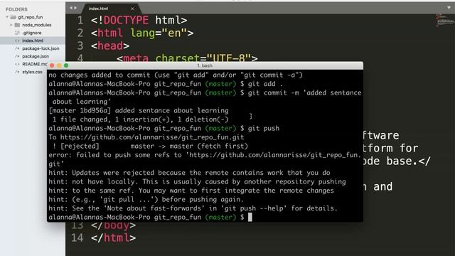 Local git push to remote repository on GitHub with conflicts смотреть онлайн