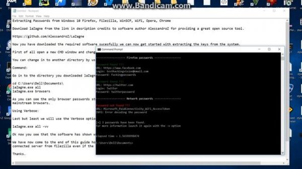 Extracting Passwords from CMD Windows 10 Firefox, Filezilla, WinSCP, Wifi, Opera, Chrome, Skype