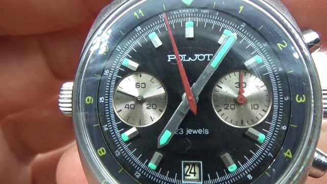 Poljot Black Vintage USSR Russian Soviet watch Chronograph Sturmanskie 3133 5312 смотреть онлайн