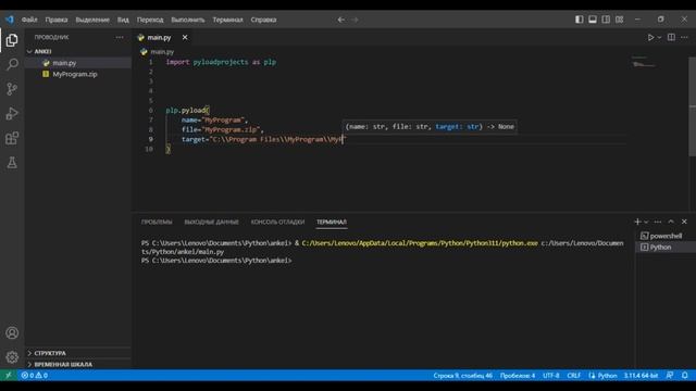 Установщик на языке Python | PyLoadProjects смотреть онлайн