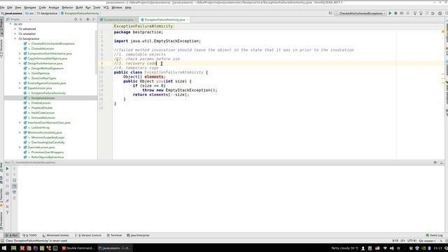 Урок Java 397: Best practice 33: Атомарность исключений смотреть онлайн