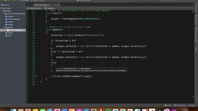 Unity 2D Platformer Tutorial 10 - Making the Player Jump смотреть онлайн