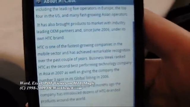 Part 5 - Word Excel and PDF Viewer on HTC MAGIC LIVE @ OCWORKBENCH смотреть онлайн