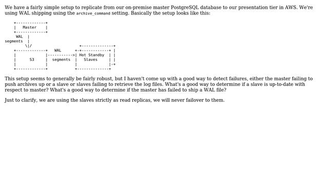 How do I monitor PostgreSQL WAL shipping if I'm not using streaming replication? смотреть онлайн